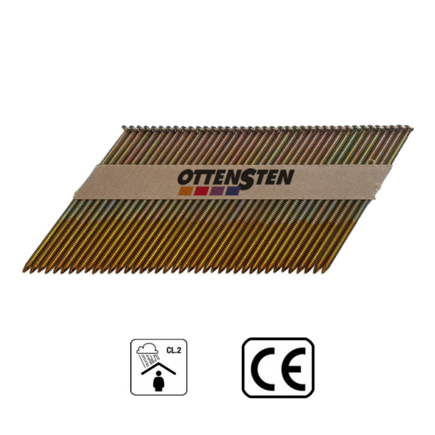 Celtniecības naglas kasetē 3.1x90 mm; 34°; cinkotas 12mk.; rievotas (1000 g.) - 4PRO