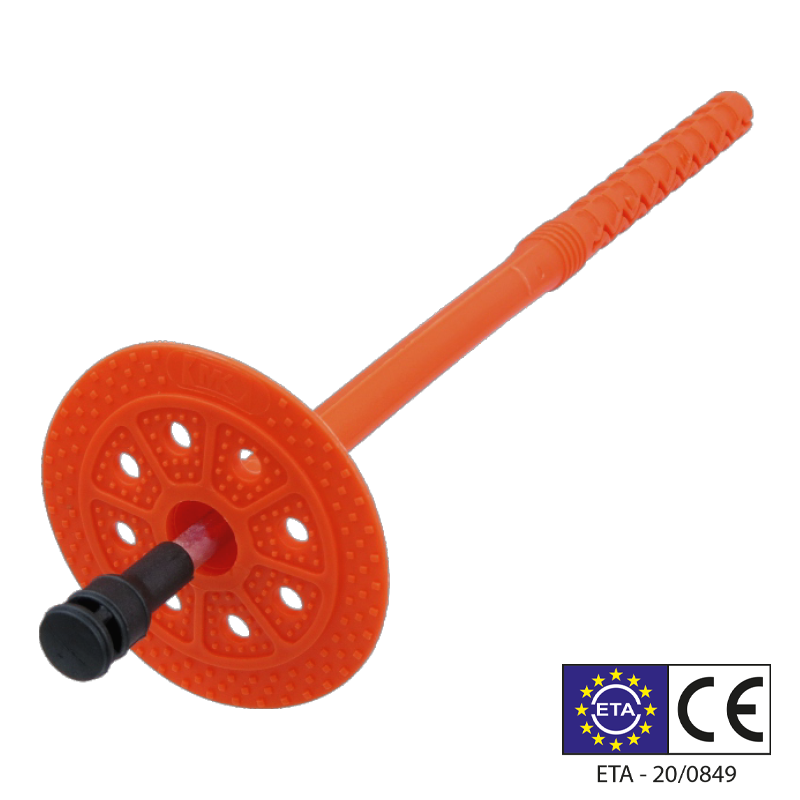 Izolācijas dībelis ar metāla naglu 10x200mm (60mm plāksni)