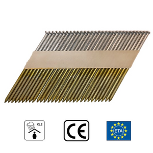 Construction Nails in Strip 3.1x90 mm; 34°; Galvanized 12µm; Collated (3000 pcs) - 4PRO