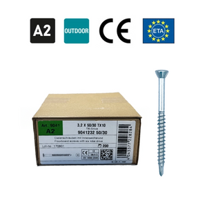 Stainless Steel Facade Screws for Wood 3.2X40, TX10 Head, for Outdoor Use, A2, 200 pcs.