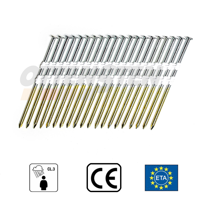 Celtniecības naglas kasetē 3.8x130 mm; 21°; karsti cinkotas; gludas (1000 g.) - OTTENSTEN